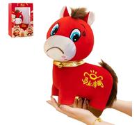 Generisch Year of The Horse 2026 Plush, 7.87in Funny Smiling/Crying Horse Plushie Figurine, Lucky Chinese Lunar New Year Mascot Zodiac Ornament for Home Store Tabletop Decor, Red