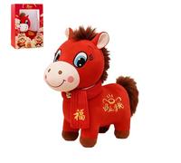 Generisch Year of The Horse 2026 Plush, 7.87in Funny Smiling/Crying Horse Plushie Figurine, Lucky Chinese Lunar New Year Mascot Zodiac Ornament for Home Store Tabletop Decor, Red