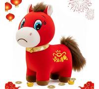 Generisch Year of The Horse 2026 Plush, Cute Chinese New Year Zodiac Horse Mascot with Red & Gold Embroidery, Lucky Lunar New Year Decor for Home, Office, Car, Gift (Crying Face)