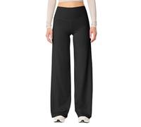 Generisch Yogahose Damen Lang Baumwolle, Trainingshose Damen Einfarbig Geradem Bein Sporthose Elastische Taille Sweathose Yoga Fitnesshose Bootcut Freizeithose Weichem Jogginghose Outdoor Schlupfhose