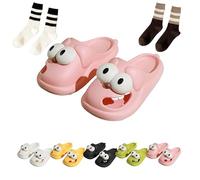 Generisch Zapatilla de beso con lengua, pantuflas para perros de ojos grandes, 3D Big Eye Dog Fun Cartoon Package Head Eva Non-Slip Slides, rosa, 38/39 EU