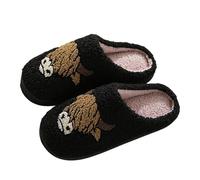 Generisch Zapatillas acogedoras de animales de dibujos animados para mujer con suela gruesa como un acogedor diseño de pareja, Negro , 43 EU