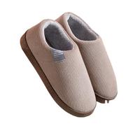 Generisch Zapatillas cálidas de invierno para hombre, suela gruesa, zapatillas de fieltro cerradas con suela de goma antideslizante, zapatillas de felpa forradas de fieltro pantuflas de algodón, café