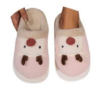 Generisch Zapatillas cerradas cálidas para mujer, pantuflas de felpa de invierno, par de patrones de cerdo de invierno, dibujos animados, gran tamaño, cálidos, acolchados, algodón, pantuflas A02