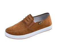 Generisch Zapatillas de ante para hombre, pies anchos, zapatos planos, punta redonda, antideslizantes, transpirables, informales, ligeras, suela suave, zapatos de conducción, elegantes zapatos para