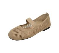Generisch Zapatillas de ballet para mujer, de malla, elegantes, de tela ligera, con banda elástica ajustable, transpirables, para el día a día de oficina, Estilo N03 Caqui, 38.5 EU