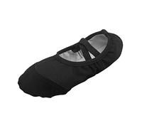 Generisch Zapatillas de ballet para niños, suela suave, fondo de cuero con correas elásticas para un fácil ajuste, entrenamiento de ballet, clases de danza, zapatos para niñas, 02 negro., 33 EU