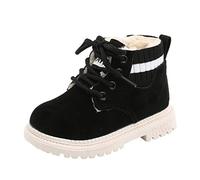 Generisch Zapatillas de bebé para niños pequeños, botas cálidas de tobillo con encaje, zapatos cómodos para niños y niñas, suela suave, ideal para primeros pasos, Negro , 23.5 EU