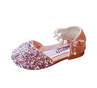 Generisch Zapatillas de bebé princesa de cristal Bowknot perlas sandalias de un solo zapato infantil zapatos de bebé broma infantil purpurina, Rosa., 33.5 EU