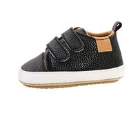 Generisch Zapatillas de bebé suaves para niños pequeños con suela de goma, ideales para aprender a andar con suela antideslizante para primeros pasos seguros, Negro , 0-6 meses