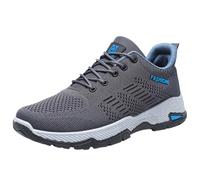 Generisch Zapatillas de correr para hombre, de malla, transpirables, de un solo color, suela suave, cómodas, para correr, para exteriores, tallas grandes, con cordones, 39-42 euros, gris, 42 EU