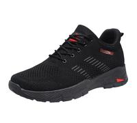 Generisch Zapatillas de correr para hombre, de malla, transpirables, de un solo color, suela suave, cómodas, para correr, para exteriores, tallas grandes, con cordones, 39-42 euros, Negro , 41 EU