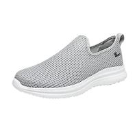 Generisch Zapatillas de correr para hombre, verano, malla, ligeras, transpirables, lisas, planas, antideslizantes, cómodas, para correr, senderismo, ocio, 39-48, gris, 39 EU