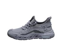 Generisch Zapatillas de correr para hombre, zapatillas de deporte de malla, zapatillas de tenis, fitness, correr, caminar, antideslizantes, ligeras, transpirables, para el tiempo libre, gris, 44 EU