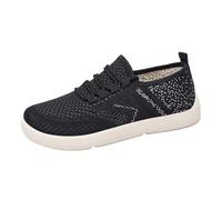 Generisch Zapatillas de correr para mujer, transpirables, de malla, cómodas, planas, para caminar, para uso diario, con vaqueros, para toda la temporada, Negro , 40 EU