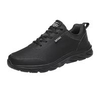 Generisch Zapatillas de deporte al aire libre para hombre, montañismo, informales, con cordones, color sólido, zapatos transpirables con fondo suave, Negro , 42 EU