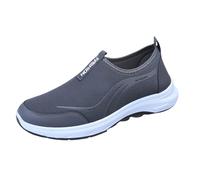 Generisch Zapatillas de deporte de lino para hombre, zapatillas de deporte, ortopédicas, ligeras, transpirables, antideslizantes, cómodas, informales, para personas mayores, Gris4, 42 EU