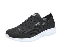 Generisch Zapatillas de deporte de malla para hombre con cordones, transpirables, ligeras, informales, clásicas, cómodas, para personas mayores, Blanco, 47 EU