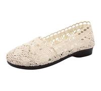 Generisch Zapatillas de deporte de moda con punta redonda para mujer, top, encaje, malla, lona, antideslizantes, ligeras, transpirables, cómodas, para senderismo, pole dance, Blanco, 41 EU
