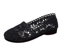 Generisch Zapatillas de deporte de moda con punta redonda para mujer, top, encaje, malla, lona, antideslizantes, ligeras, transpirables, cómodas, para senderismo, pole dance, Negro , 41 EU