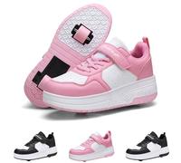 Generisch Zapatillas de deporte Niñas Suela Gruesa con Ruedas Zapatos Deportivos Patinaje Automático Marco Robusto Zapatos Niños Movimientos Suave Patinaje Actividades, 02 Rosa, 33.5 EU