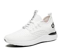 Generisch Zapatillas de deporte para hombre, 6 cm, de malla, transpirables, para correr, caminar, trekking, ligeras, para exteriores, cómodas, Blanco 8cm, 37 EU