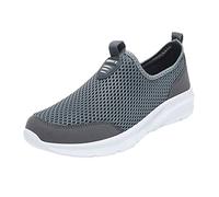 Generisch Zapatillas de deporte para hombre de malla, transpirables, ligeras, para verano, ligeras, anchas, para correr, fitness, gimnasio, suela plana, antideslizantes y amortiguadoras, gris, 44 EU