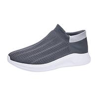 Generisch Zapatillas de deporte para hombre de verano, zapatillas deportivas con suela suave, zapatos de caminar, tallas grandes, transpirables, ligeros, cómodos, para personas mayores, gris, 40 EU