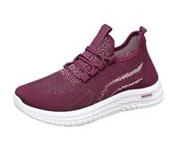 Generisch Zapatillas de deporte para mujer, ligeras, antideslizantes, transpirables, para caminar, para interiores, para fitness, malla hueca, cómodas, de un solo color, para el tiempo libre, Vino, 37