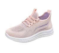 Generisch Zapatillas de deporte para mujer, ligeras, antideslizantes, transpirables, para caminar, para interiores, para fitness, malla hueca, cómodas, de un solo color, para el tiempo libre, rosa