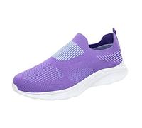Generisch Zapatillas de deporte para mujer Slip on Sneakers Zapatillas deportivas ligeras para mujer Nuevo patrón malla transpirable cómodo ligero zapatos casuales, morado, 39 EU