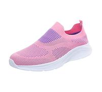 Generisch Zapatillas de deporte para mujer Slip on Sneakers Zapatillas deportivas ligeras para mujer Nuevo patrón malla transpirable cómodo ligero zapatos casuales, rojo, 41 EU