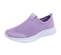 Generisch Zapatillas de deporte para mujer Slip on Sneakers Zapatos deportivos ligeros para mujer Nuevo patrón malla transpirable cómodo ligero suela gruesa zapatos casuales, morado, 40 EU