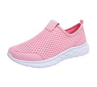 Generisch Zapatillas de deporte para mujer Slip on Sneakers Zapatos deportivos ligeros para mujer Nuevo patrón malla transpirable cómodo ligero suela gruesa zapatos casuales, Rosa., 38 EU