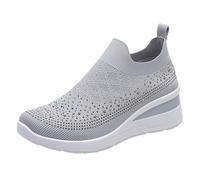 Generisch Zapatillas de deporte para mujer, suaves, transpirables, ligeras, cómodas, con tacón de cuña, suela de plataforma, antideslizantes, para primavera, verano, informales, paseos, Rubio ceniza