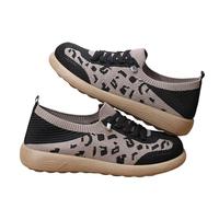 Generisch Zapatillas de deporte para mujer, transpirables, ligeras, para correr, para exteriores, fitness, leopardo, sin cordones, planas, para caminar, zapatillas deportivas, monopatín, Negro , 38
