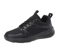 Generisch Zapatillas de deporte para mujer y hombre, par de zapatillas de verano, patrón de color sólido, malla transpirable, cómodas, con cordones, Negro , 38 EU 3X-Estrecho