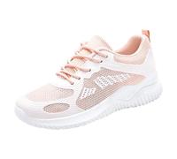 Generisch Zapatillas de deporte para mujer, zapatillas de gimnasio, transpirables, de malla, ligeras, elegantes, monocromáticas, cómodas, con cordones, para el tiempo libre, antideslizantes, Rosa., 36