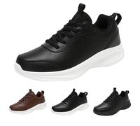 Generisch Zapatillas de deporte para mujer, zapatos deportivos de piel negra, suela suave, zapatos bajos, zapatos para correr en la calle, tallas grandes, zapatillas deportivas, zapatillas de caminar