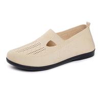 Generisch Zapatillas de deporte para niña, zapatillas de punto transpirables, punta redonda de moda, cómodas zapatillas casuales para todo el mundo, beige, 36 EU