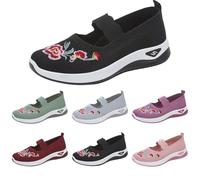 Generisch Zapatillas de deporte transpirables para mujer, cómodas, con bordado de flores, antideslizantes, para correr, fitness, para el trabajo, para el tiempo libre, cómodos, para conducir, para