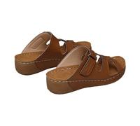 Generisch Zapatillas de estar por casa con cuña para mujer, sandalias romanas ligeras, impermeables, suela fija, sandalias de playa traseras, abiertas, pantuflas de baño, marrón, 38 EU
