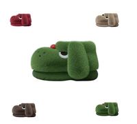 Generisch Zapatillas de estar por casa con grandes ojos de perro para hombre y mujer, zapatillas de felpa para niños, verde, 32/33 EU