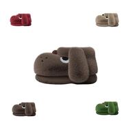 Generisch Zapatillas de estar por casa con grandes ojos de perro para hombre y mujer, zapatillas de felpa para niños, marrón, 38/39 EU