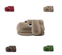 Generisch Zapatillas de estar por casa con grandes ojos de perro para hombre y mujer, zapatillas de felpa para niños, gris, 38/39 EU