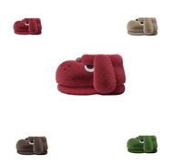 Generisch Zapatillas de estar por casa con grandes ojos de perro para hombre y mujer, zapatillas de felpa para niños, rojo, 44/45 EU