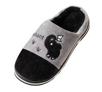 Generisch Zapatillas de estar por casa de felpa suave con pelo acogedor para noches acogedoras de invierno, diseño de dibujos animados, Negro , 45 EU