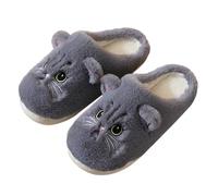 Generisch Zapatillas de estar por casa de invierno para mujer, gatos, zapatos de peluche para mujer, zapatos divertidos de animales, zapatillas para mujer, B Grey, 44 EU