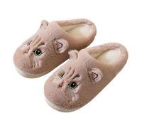 Generisch Zapatillas de estar por casa de invierno para mujer, gatos, zapatos de peluche para mujer, zapatos divertidos de animales, zapatillas para mujer, B Marrón., 44 EU
