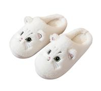 Generisch Zapatillas de estar por casa de invierno para mujer, gatos, zapatos de peluche para mujer, zapatos divertidos de animales, zapatillas para mujer, B blanco., 44 EU